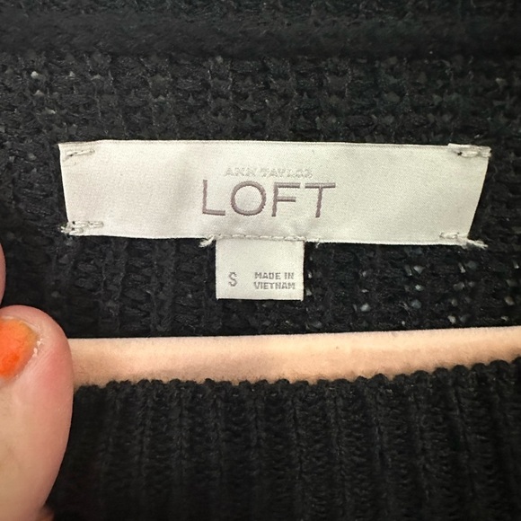 Loft Black Knit Sweater with Side Ties long sleeve size small - Picture 6 of 9